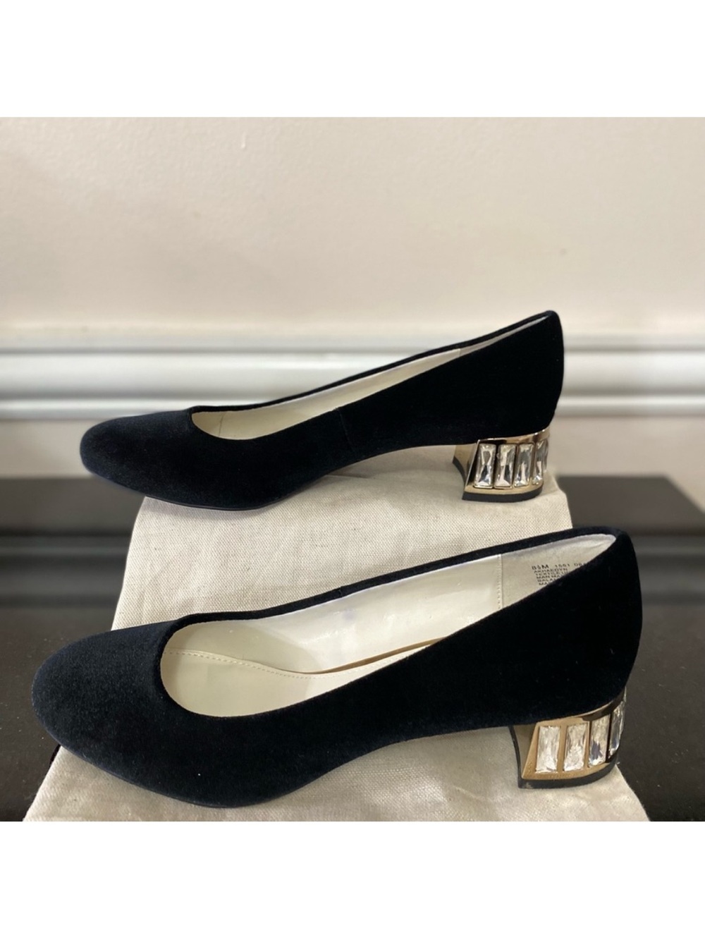 Anne Klein Black Women's Low Heel Pump with Crystal Accent